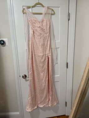 Hello Molly Blush Pink Sequin Prom Gown with Sheer Straps